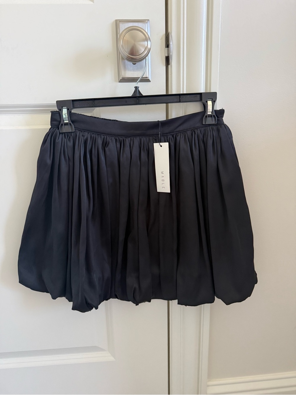 Mabel Black Mini Pleated Bubble Hem Skirt